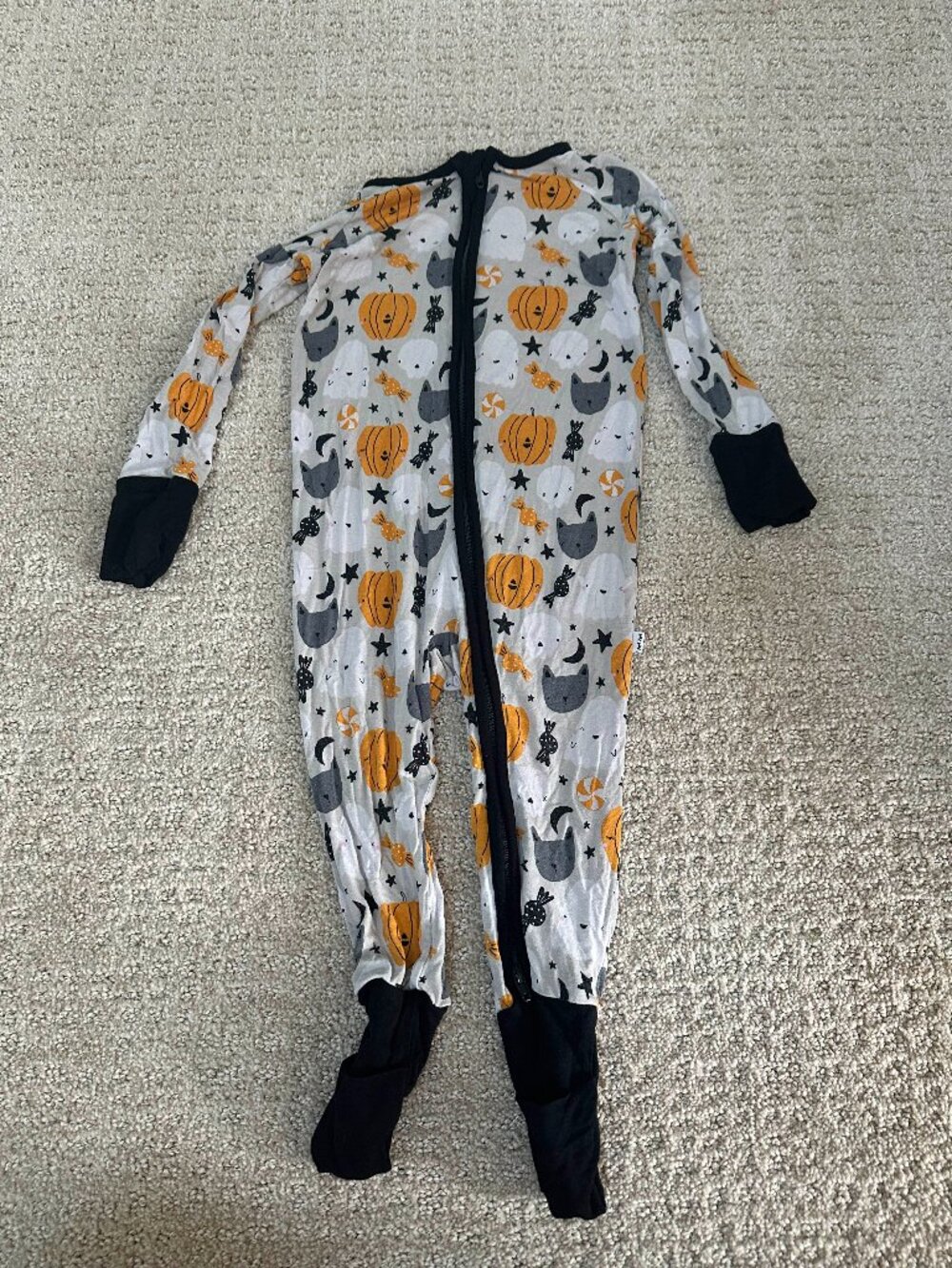 Little Sleepies Boo Crew Bamboo Convertible Footie Pajama 12-18 Months Halloween
